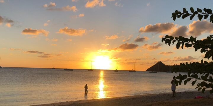 a sunset over a body of water