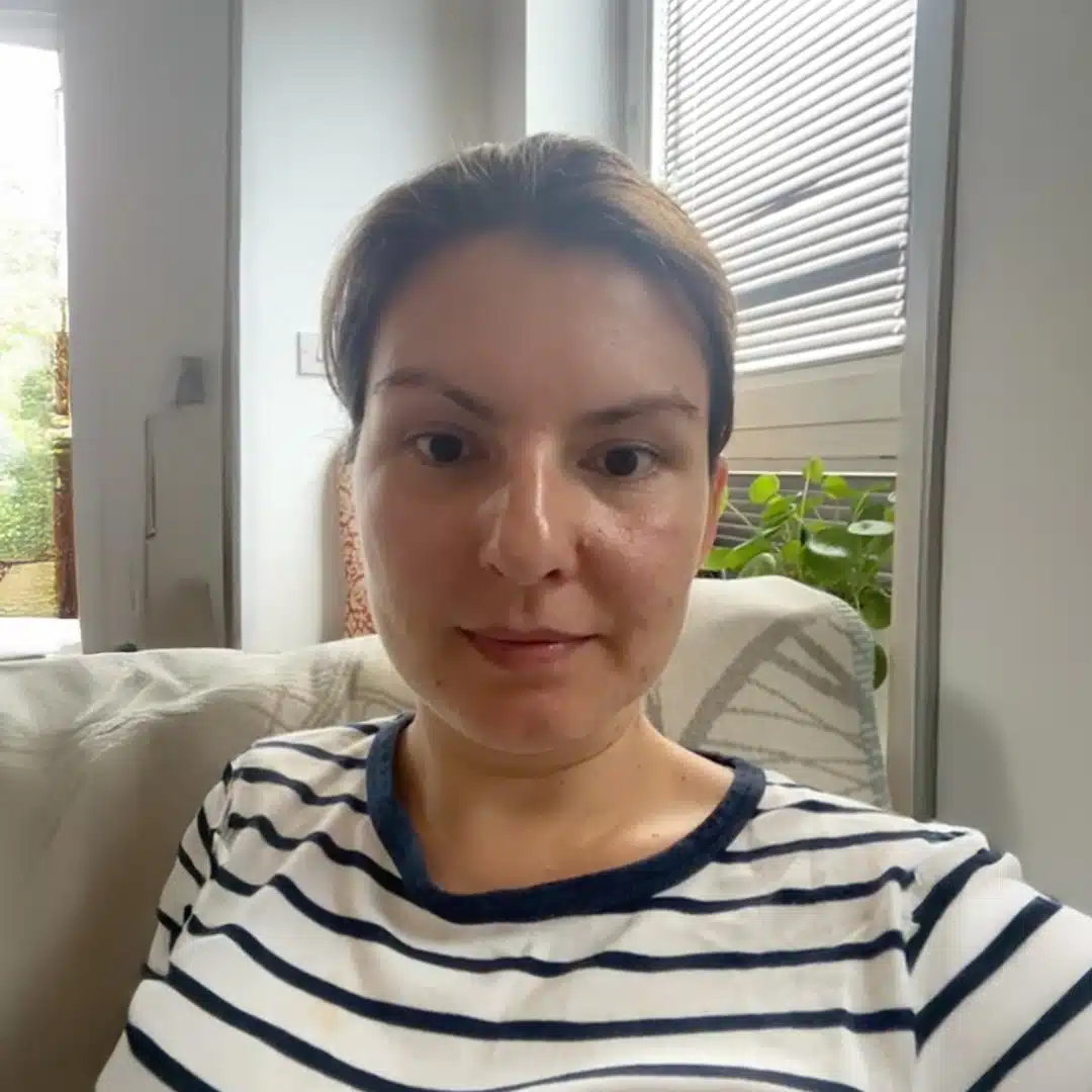 a woman sitting in a chair