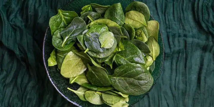a bowl of spinach leaves
